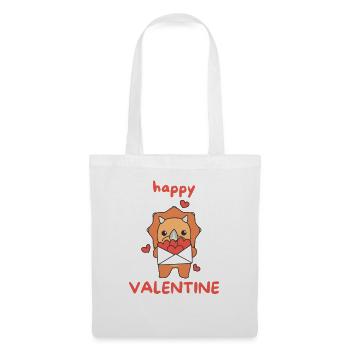 Tricératops pour la Saint-Valentin animaux mignons avec des cœurs - Sac en tissu - blanc - Devant