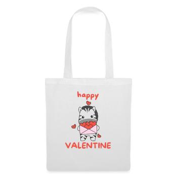Zebra zum Valentinstag süße Tiere mit Herzen - Stoffbeutel - Weiß - Vorne
