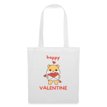Hamster zum Valentinstag süße Tiere mit Herzen - Stoffbeutel - Weiß - Vorne