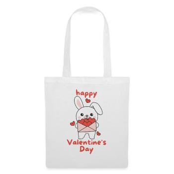 Hase zum Valentinstag süße Tiere mit Herzen - Stoffbeutel - Weiß - Vorne