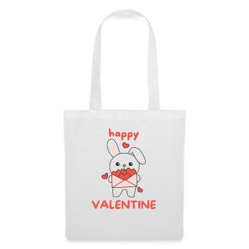 Hase zum Valentinstag süße Tiere mit Herzen - Stoffbeutel - Weiß - Vorne