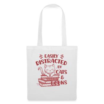 Easily distracted by cats and books Cute cat - Tote Bag - white - Front