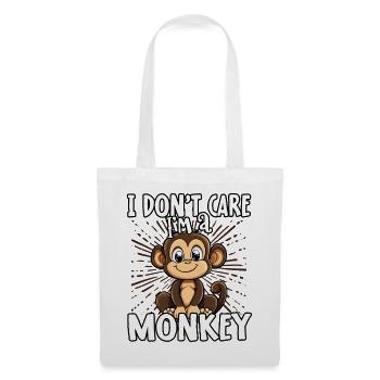 Je m’en fiche, je suis un singe - singe mignon - Sac en tissu - blanc - Devant
