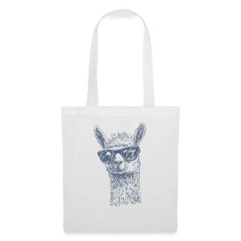 Cooles Lama Mit Sonnenbrille Lustiges Tier - Stoffbeutel - Weiß - Vorne