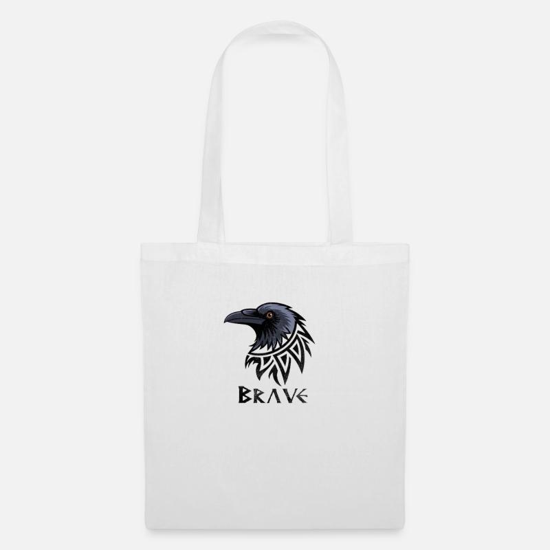 Brave Raven : emblème du courage - Sac en tissu - blanc