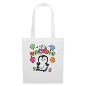 Pingouin pour l’anniversaire des enfants, c’est mon anniversaire - Sac en tissu - blanc - Devant