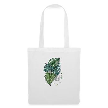 Monstera Bloom mit Splatter - Stoffbeutel - Weiß - Vorne