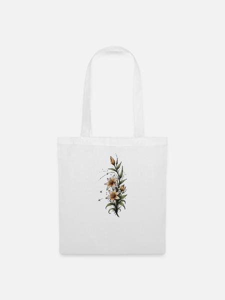 Lilienblüte mit Sternen - Stoffbeutel - Weiß