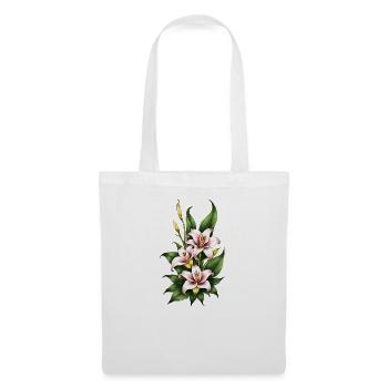 Fleur de lys rose et blanc - Sac en tissu - blanc - Devant