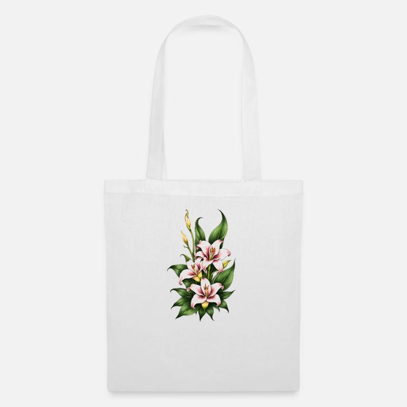 Fleur de lys rose et blanc - Sac en tissu - blanc