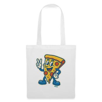 Grinning pizza with peace sign - Tote Bag - white - Front