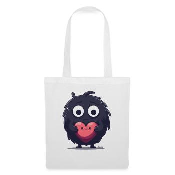 Fluffy Monster with Heart - Tote Bag - white - Front