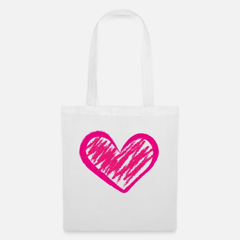 Herz pink - Stoffbeutel - Weiß