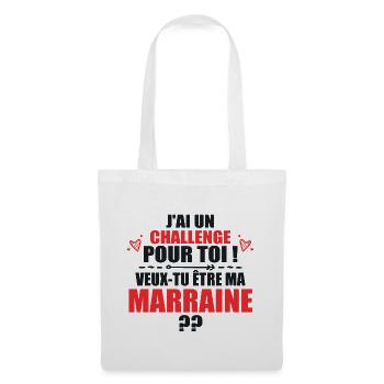 Nouveau Challenge Veux-tu être ma Marraine? - Sac en tissu - blanc - Devant