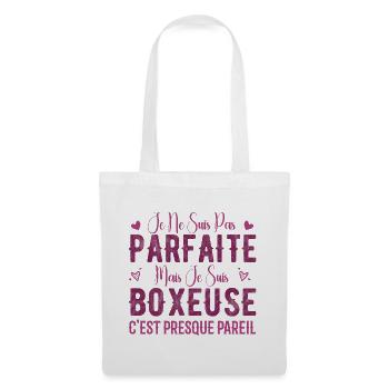 Nicht perfekt, aber ich bin ein Boxer - Boxer-Geschenk - Stoffbeutel - Weiß - Vorne