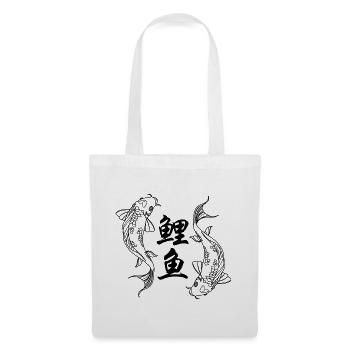 Logo noir de 2 Carpes Koi & Caractères Chinois 鲤鱼 - Sac en tissu - blanc - Devant