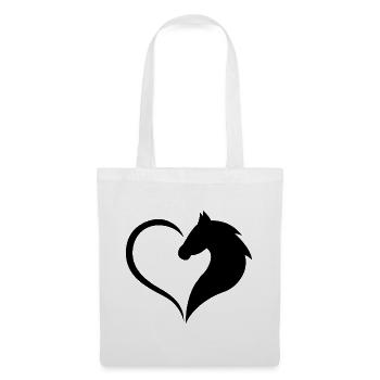 coeur hobby cheval Sport selle cadeau dressage - Sac en tissu - blanc - Devant