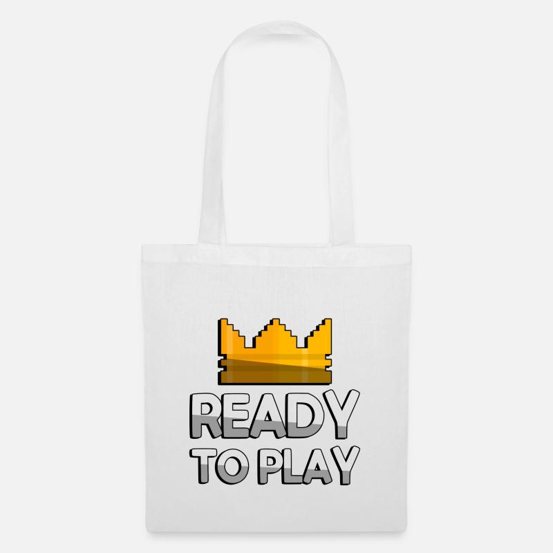 READY TO PLAY + King Crown - Gaming - Stoffbeutel - Weiß