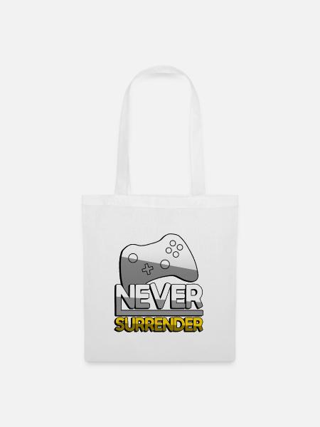 NEVER SURRENDER (Gelb) + Controller - Gaming - Stoffbeutel - Weiß