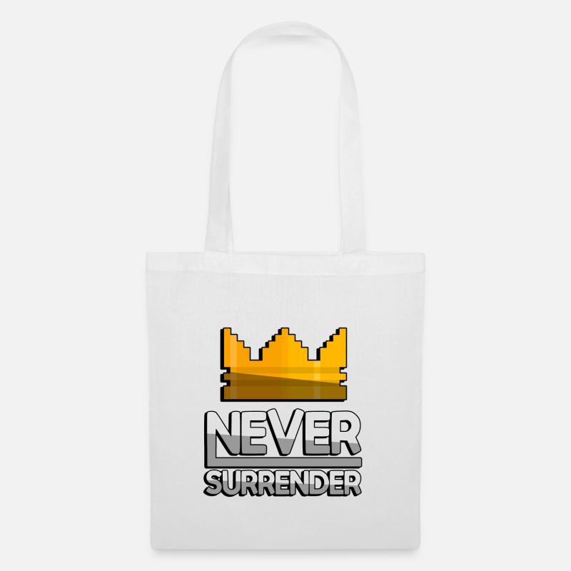 NEVER SURRENDER (Weiß) + King Crown - Gaming - Stoffbeutel - Weiß