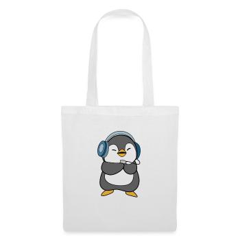 Pingouin de la musique à l'écoute - Sac en tissu - blanc - Devant