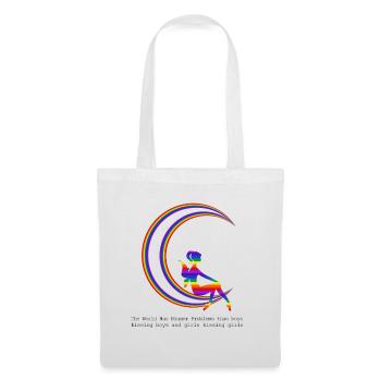 LGBT Girl Halbmond Gay Pride Design Bunt für CSD - Stoffbeutel - Weiß - Vorne