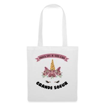 j'peux pas je vais être grande soeur licorne fleur - Sac en tissu - blanc - Devant