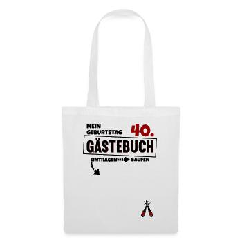 Happy Birthday 40. Geburtstag B-Day Gästeliste - Stoffbeutel - Weiß - Vorne