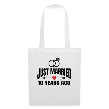 Just Married 10 Years Ago 10th Wedding Anniversary - Stoffbeutel - Weiß - Vorne