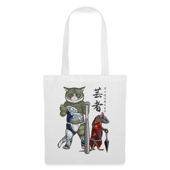 Maus und Yakuza Katze - Stoffbeutel - Weiß - Vorne