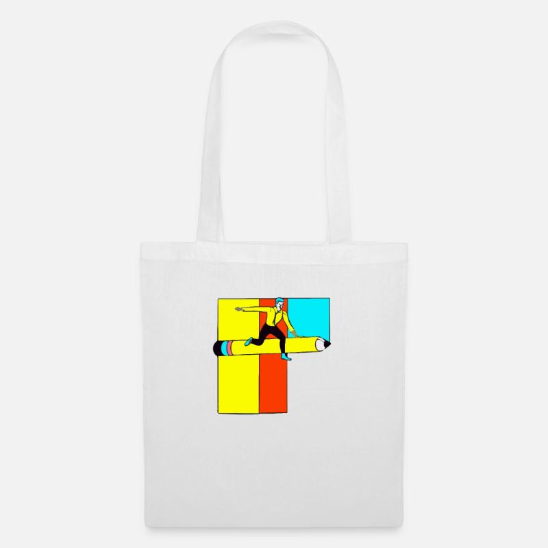 Man jumping over pencil pop part - Tote Bag - white