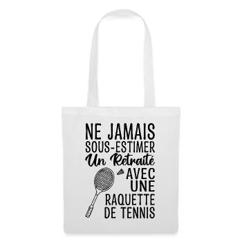 Cadeau Humour Tennis Homme Retraité - Sac en tissu - blanc - Devant