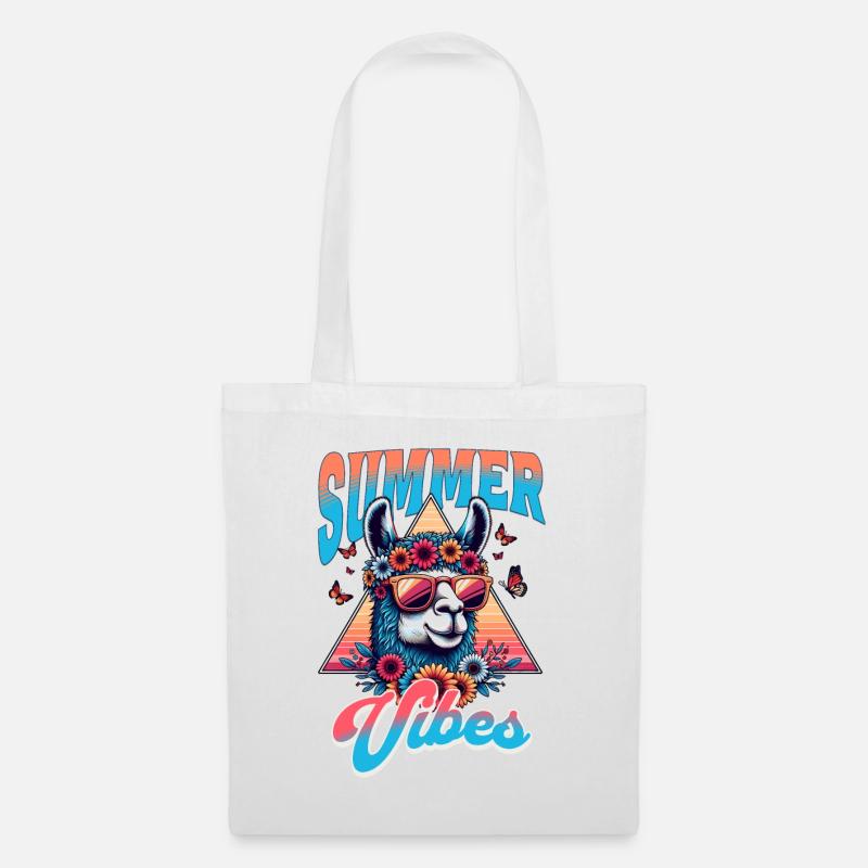 Summervibes - Lama mit Sonnenbrille - Geschenkidee - Stoffbeutel - Weiß