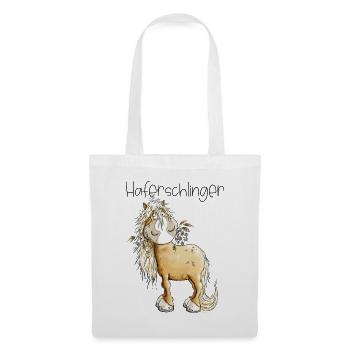 Haflinger Pferd Haferschlinger Wortspiel - Stoffbeutel - Weiß - Vorne