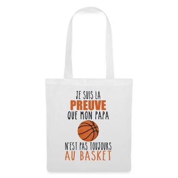 Preuve que mon papa basket | Basketteur | Basket - Sac en tissu - blanc - Devant