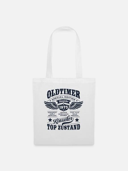 Oldtimer Baujahr 1975 - Geburtstag - Geschenk - Stoffbeutel - Weiß
