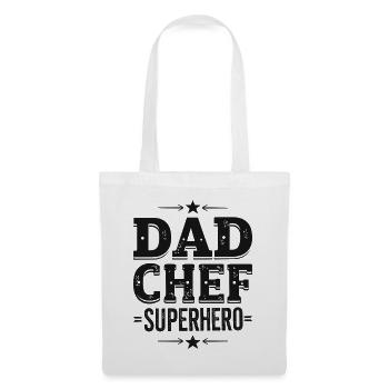 Papa chef super-héros – Papa Koch Superheld - Sac en tissu - blanc - Devant