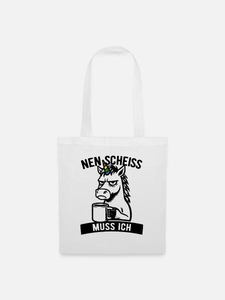 Freches Einhorn - Nen Scheiß muss ich - Kaffee - Stoffbeutel - Weiß