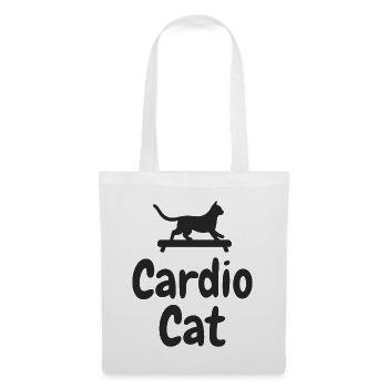 « Cardio Cat » - Chat sportif - Sac en tissu - blanc - Devant