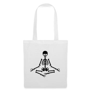 Meditation Skelett meditieren Entspannung Yoga Fun - Stoffbeutel - Weiß - Vorne
