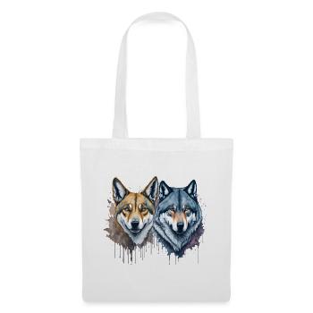 Aquarell Wilde Harmonie Dingo und Wolf - Stoffbeutel - Weiß - Vorne