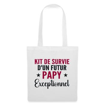Personalisiertes Geschenk für den zukünftigen Opa Survival Kit - Stoffbeutel - Weiß - Vorne