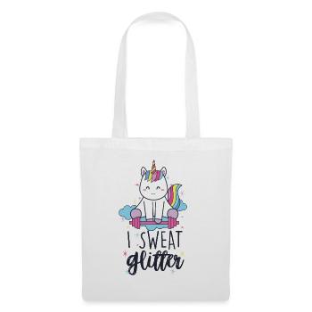 I Sweat Glitter Unicorn Workout Haltérophilie Gym - Sac en tissu - blanc - Devant