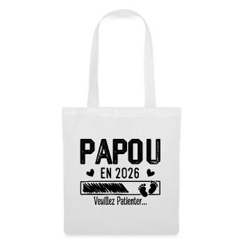 Papou en 2026 cadeau futur Papy - Sac en tissu - blanc - Devant