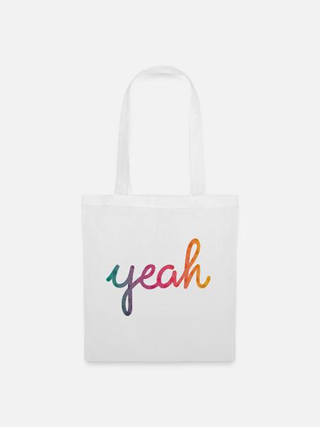 Yeah Typografie Regenbogen - Stoffbeutel - Weiß