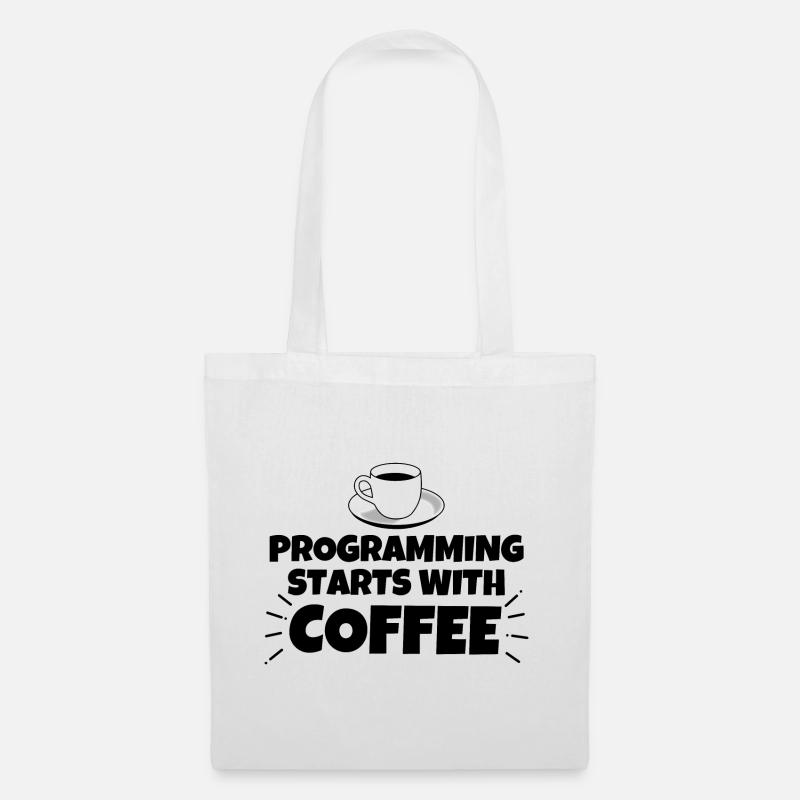 Programmierung lustiger Spruch Kaffee - Stoffbeutel - Weiß