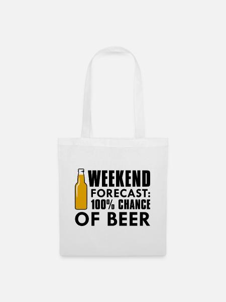 Wochenend-Vorhersage Bier - Stoffbeutel - Weiß