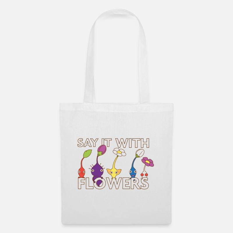 Dis le avec des fleurs - Sac en tissu - blanc