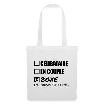 Célibataire en couple boxe - Cadeau Boxeur - Sac en tissu - blanc - Devant