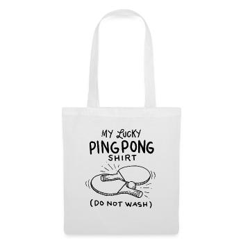 Lucky Ping Pong Shirt Tischtennis Sport Geschenk - Stoffbeutel - Weiß - Vorne